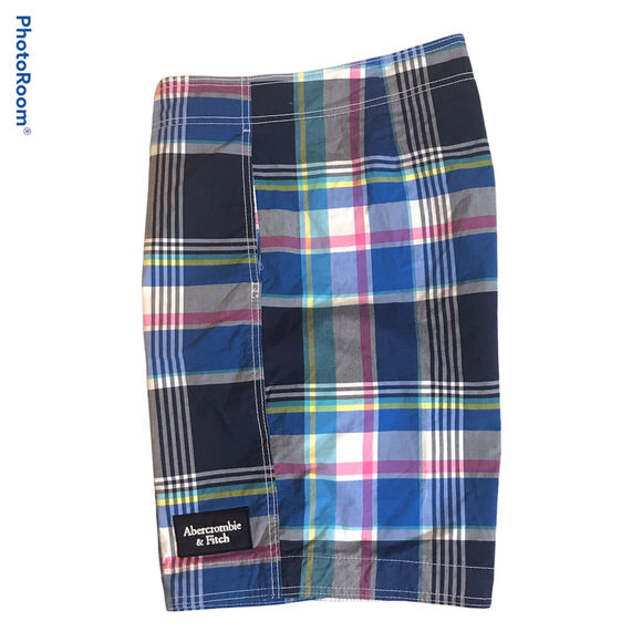 Abercrombie Fitch Mens Large Mesh-Lined Board Shorts Swim Trunks Colorful Plaid - Picture 5 of 6